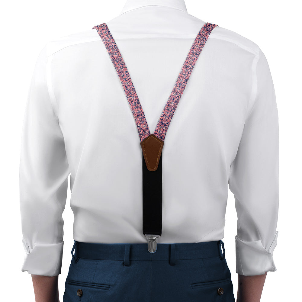 Carnation Mosaic Suspenders - On Model Front View - Knotty Tie Co.