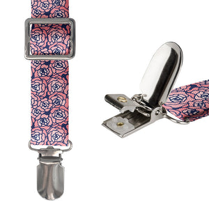 Carnation Mosaic Suspenders - Hardware and Strap - Knotty Tie Co.