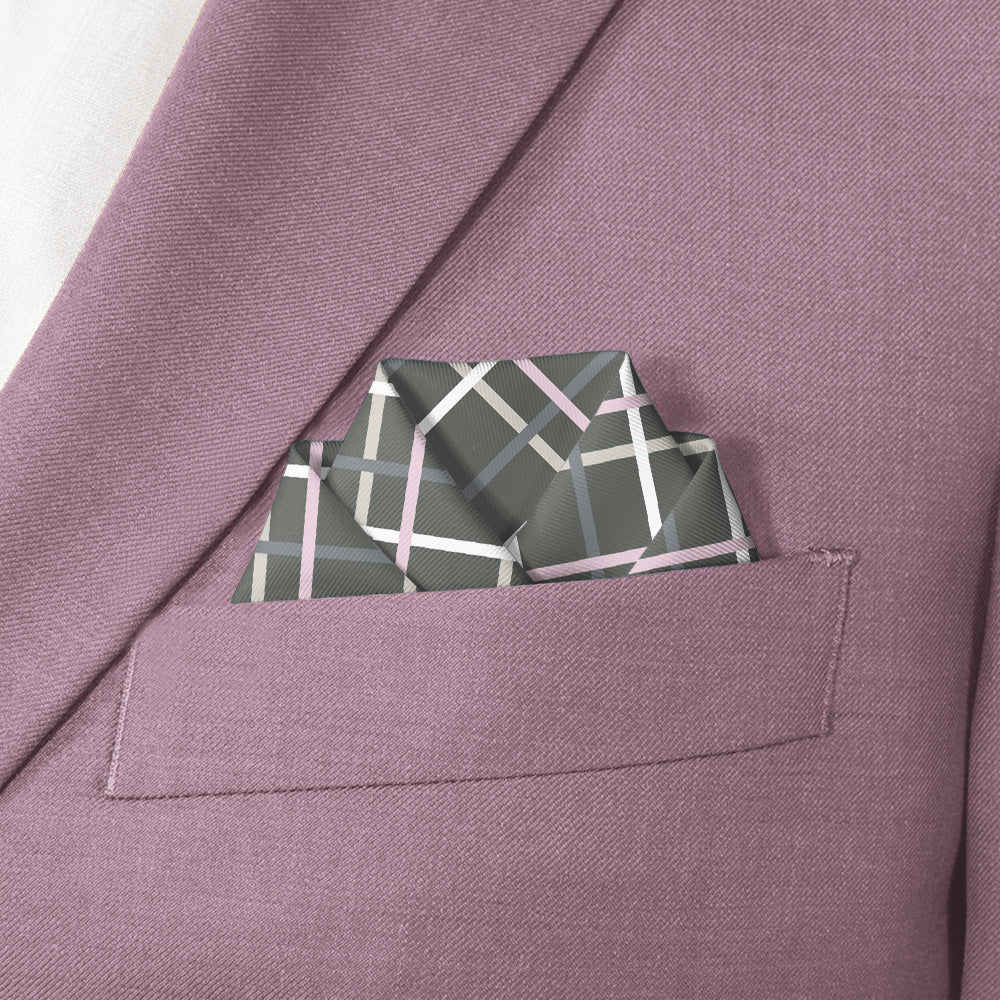 Caroline Plaid Pocket Square - Scalloped Fold - Knotty Tie Co.