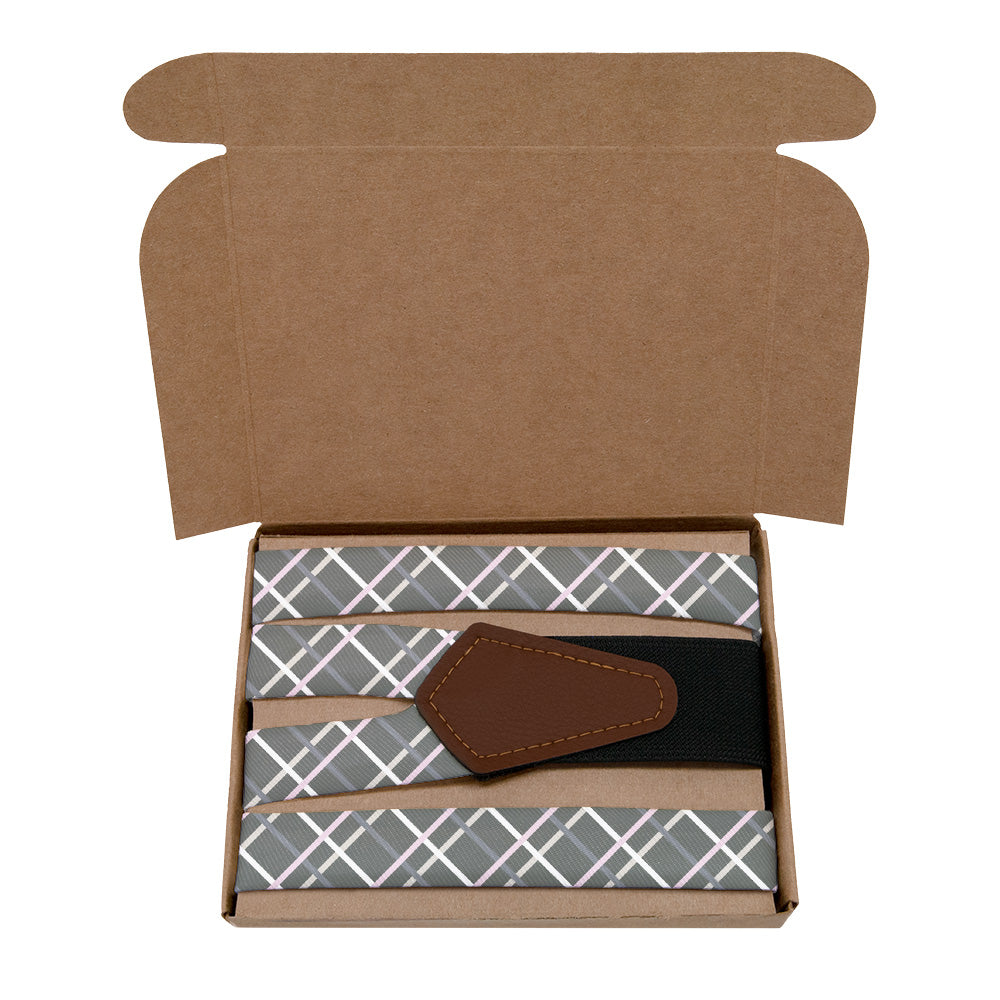 Caroline Plaid Suspenders - Kraft Gift Box Packaging - Knotty Tie Co.