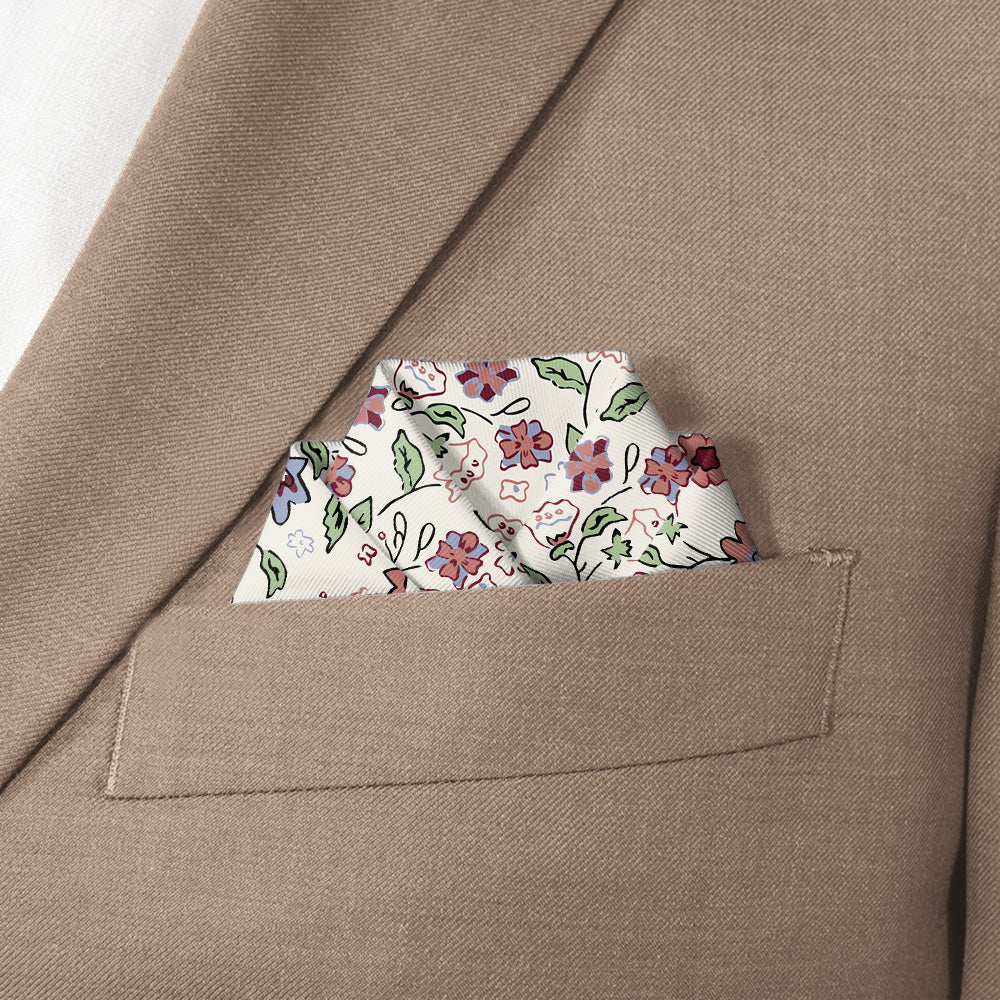 Cecile Floral Pocket Square - Scalloped Fold - Knotty Tie Co.