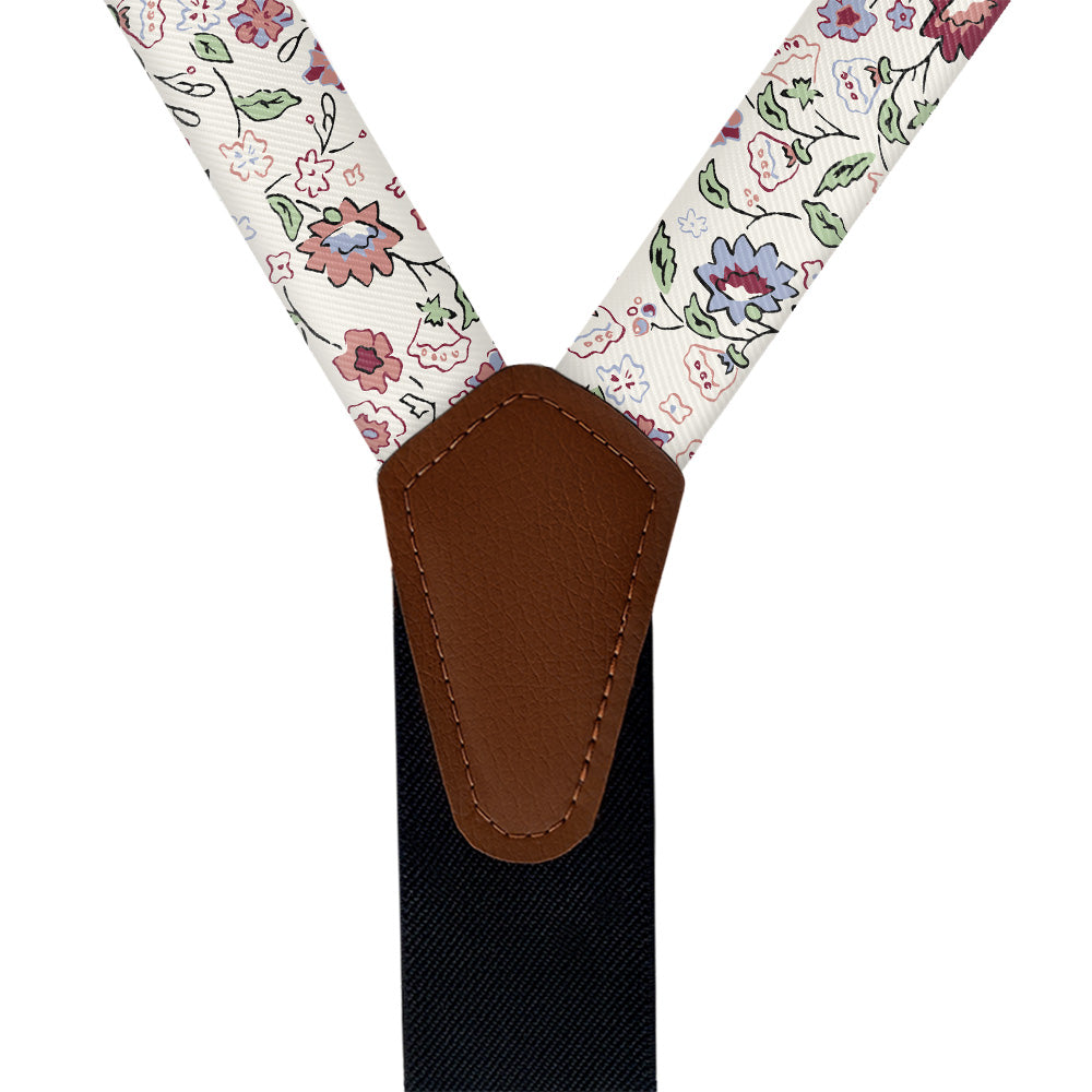 Cecile Floral Suspenders - Vegan Leather Y-Back - Knotty Tie Co.