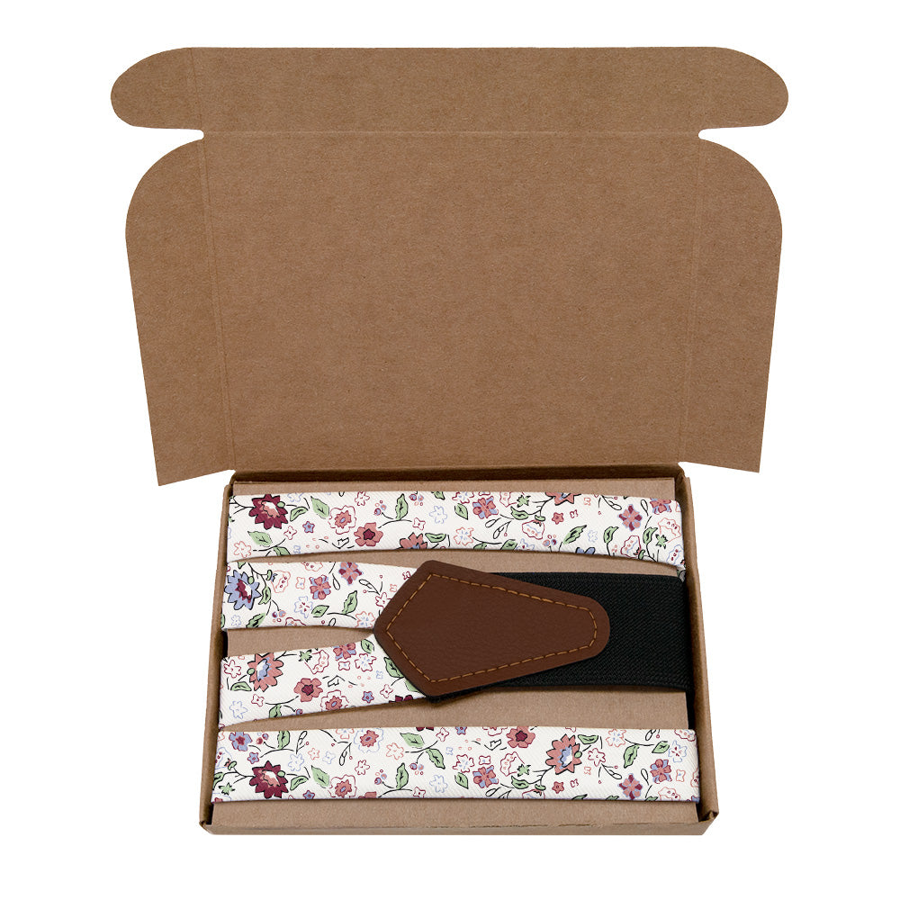 Cecile Floral Suspenders - Kraft Gift Box Packaging - Knotty Tie Co.