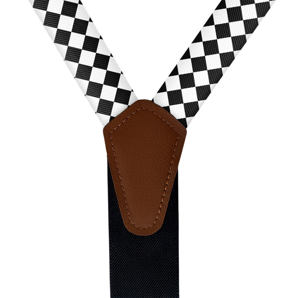 Checkered Tile Suspenders - Vegan Leather Y-Back - Knotty Tie Co.