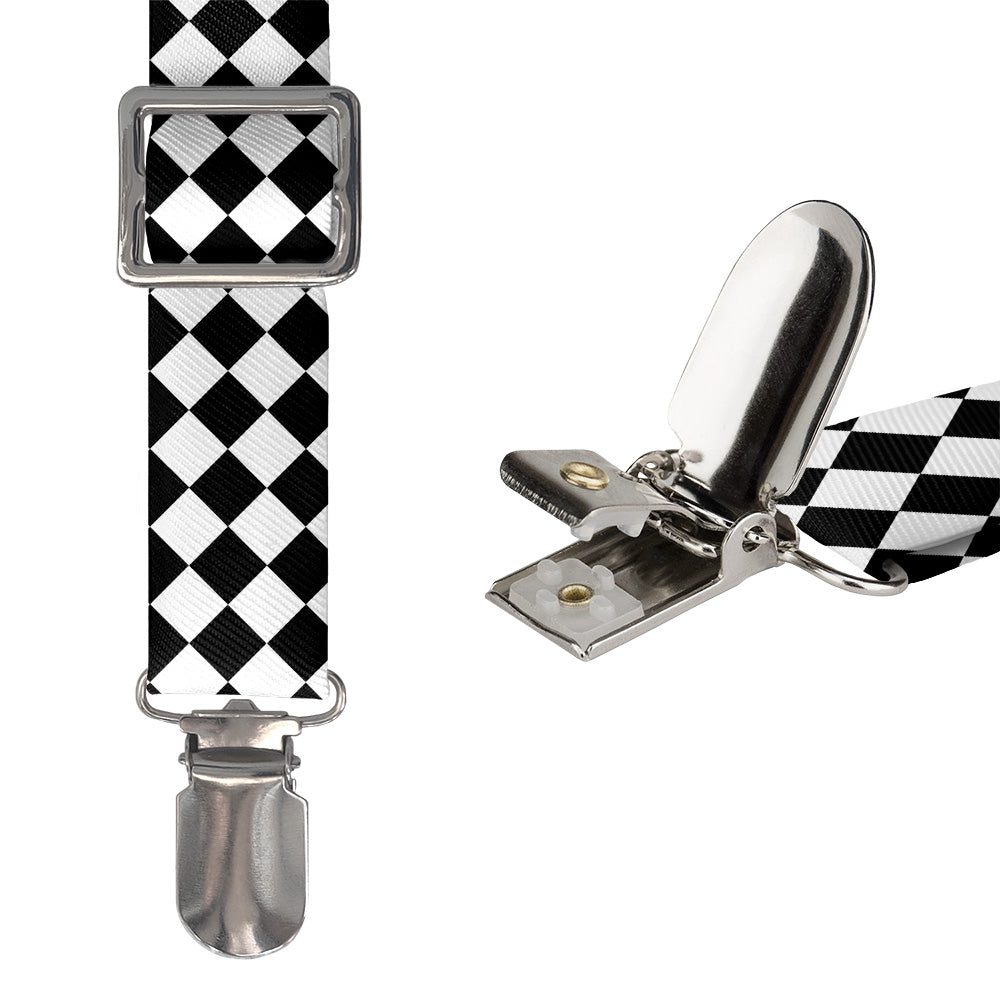 Checkered Tile Suspenders - Hardware and Strap - Knotty Tie Co.