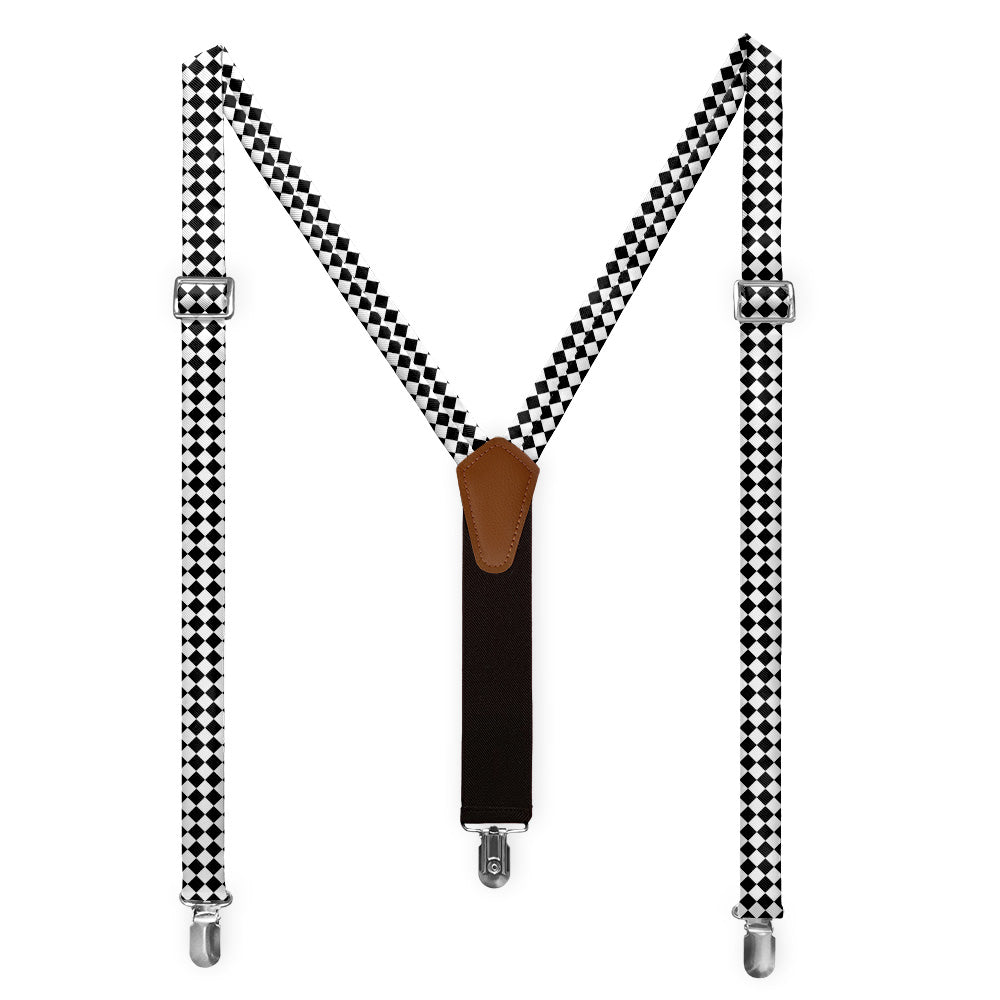 Checkered Tile Suspenders - Full Front View - Knotty Tie Co.