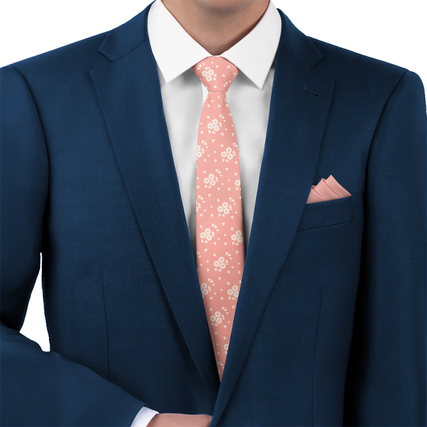 Cherry Blossom Necktie - Matching Pocket Square - Knotty Tie Co.