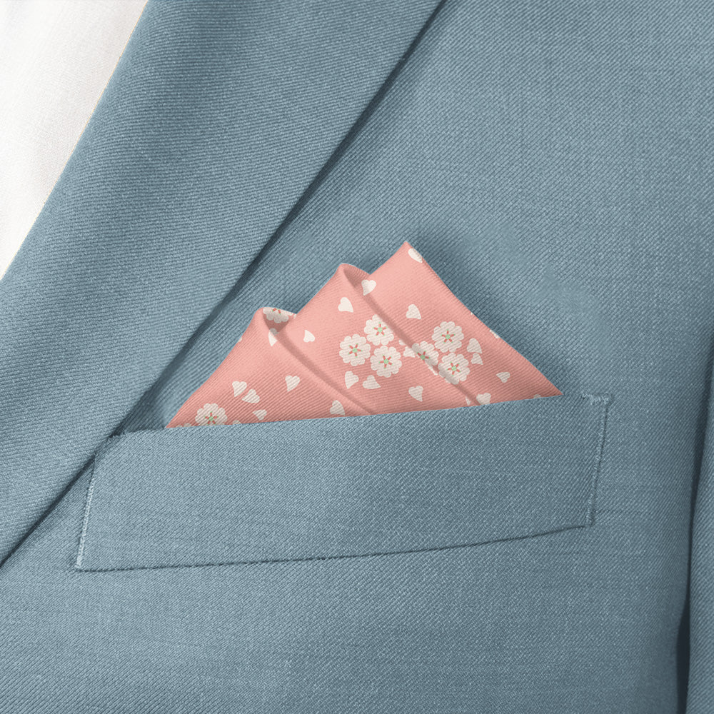 Cherry Blossom Pocket Square - Stairs Fold - Knotty Tie Co.