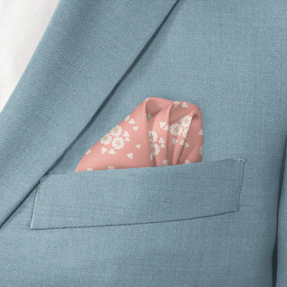 Cherry Blossom Pocket Square - Wave Fold - Knotty Tie Co.