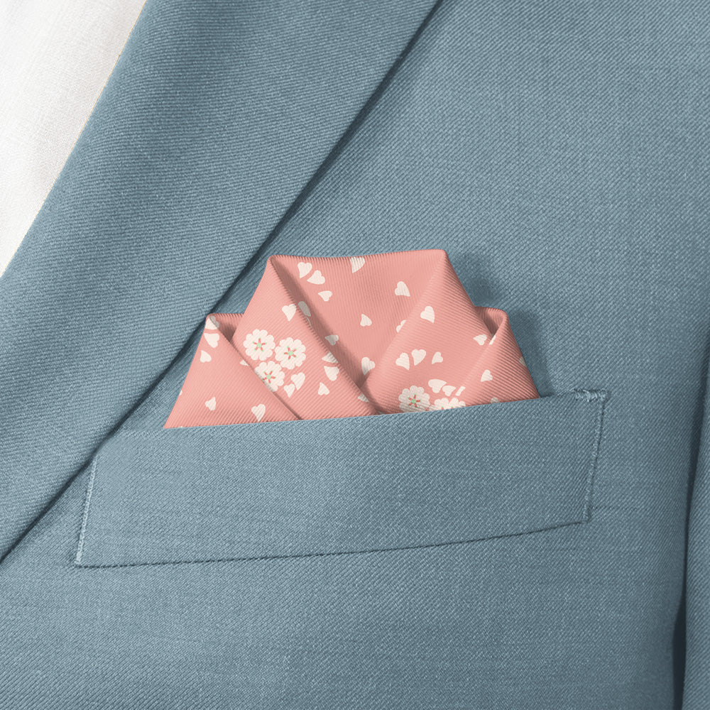 Cherry Blossom Pocket Square - Scalloped Fold - Knotty Tie Co.