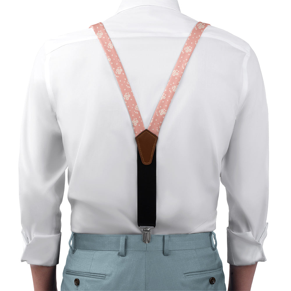 Cherry Blossom Suspenders - On Model Front View - Knotty Tie Co.