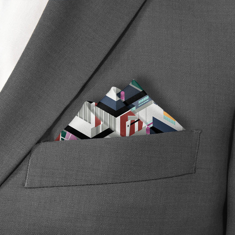 Cherry Creek Herringbone Pocket Square - Stairs Fold - Knotty Tie Co.