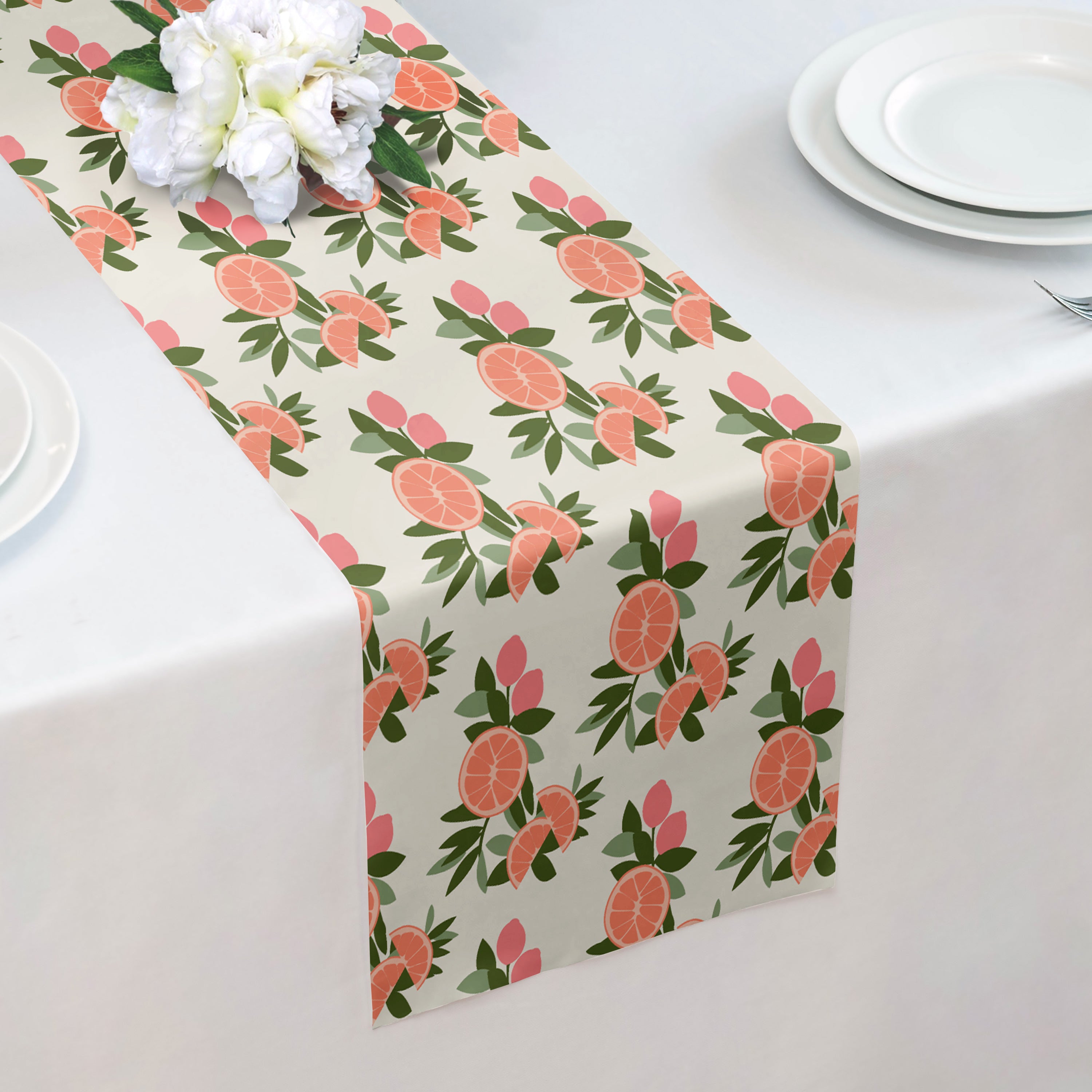 Citrus Blossom Floral Table Runner