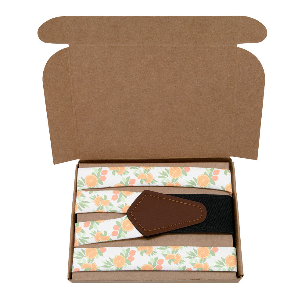 Citrus Blossom Floral Suspenders - Kraft Gift Box Packaging - Knotty Tie Co.