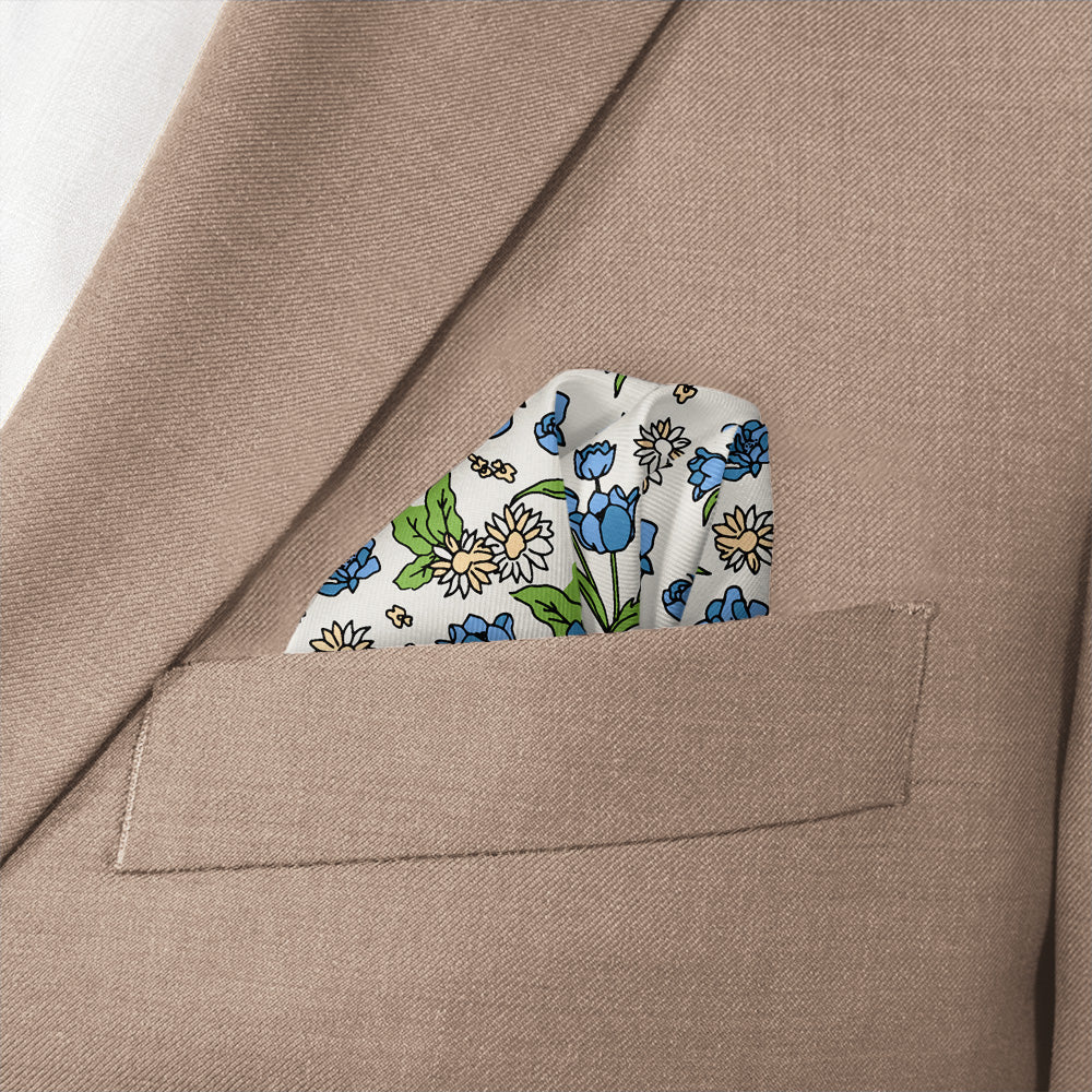 Clara Floral Pocket Square - Wave Fold - Knotty Tie Co.