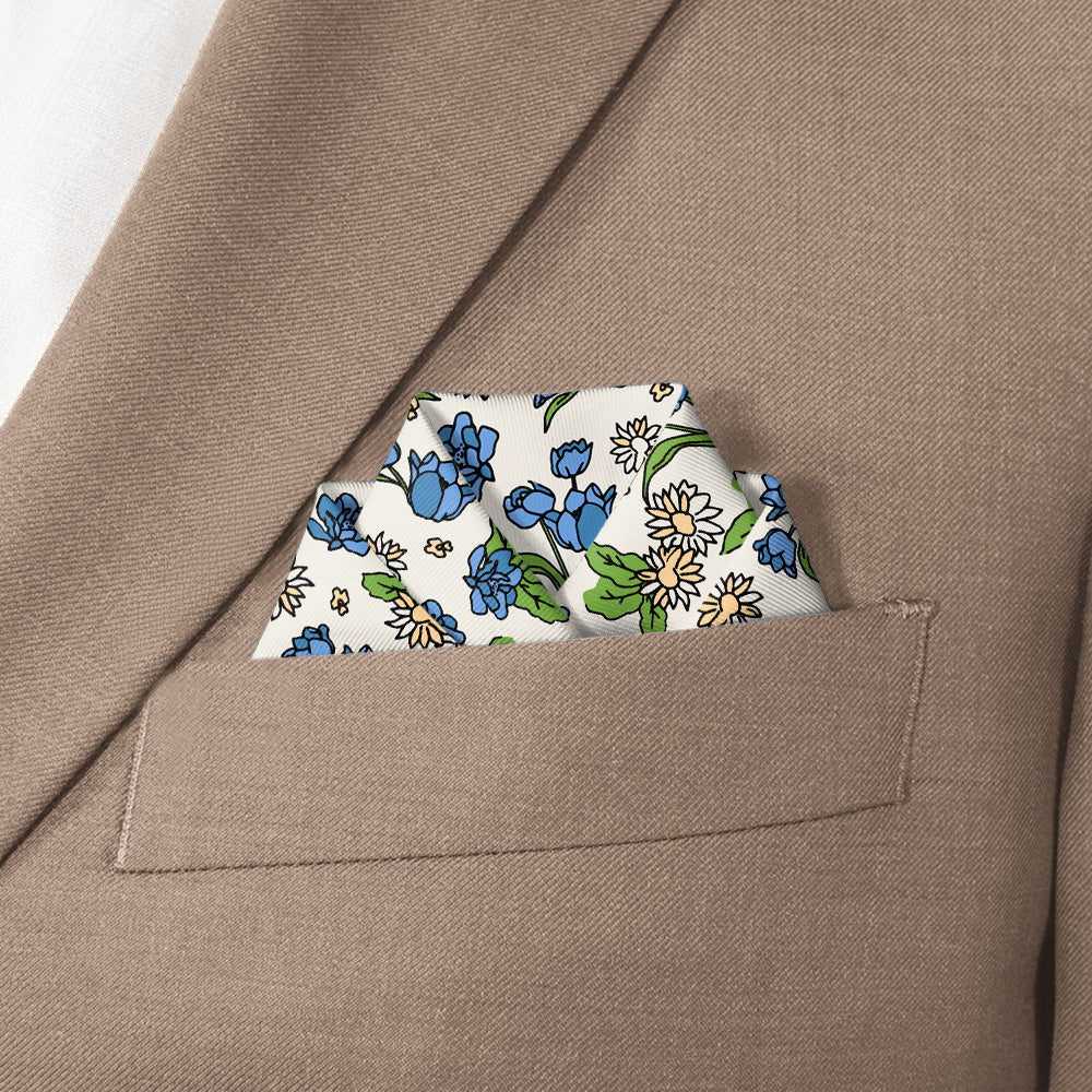 Clara Floral Pocket Square - Scalloped Fold - Knotty Tie Co.