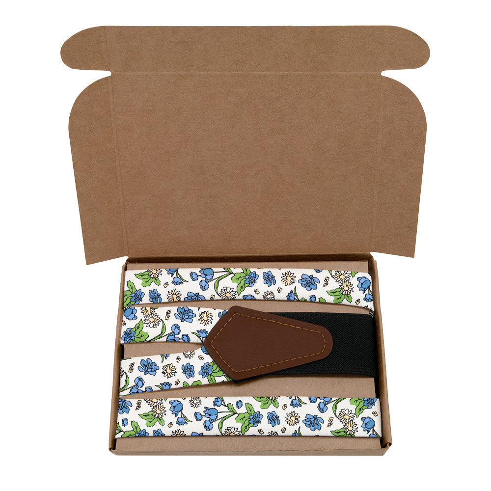 Clara Floral Suspenders - Kraft Gift Box Packaging - Knotty Tie Co.