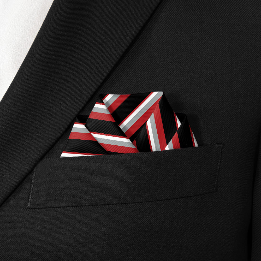 Clarke Stripe Pocket Square - Scalloped Fold - Knotty Tie Co.