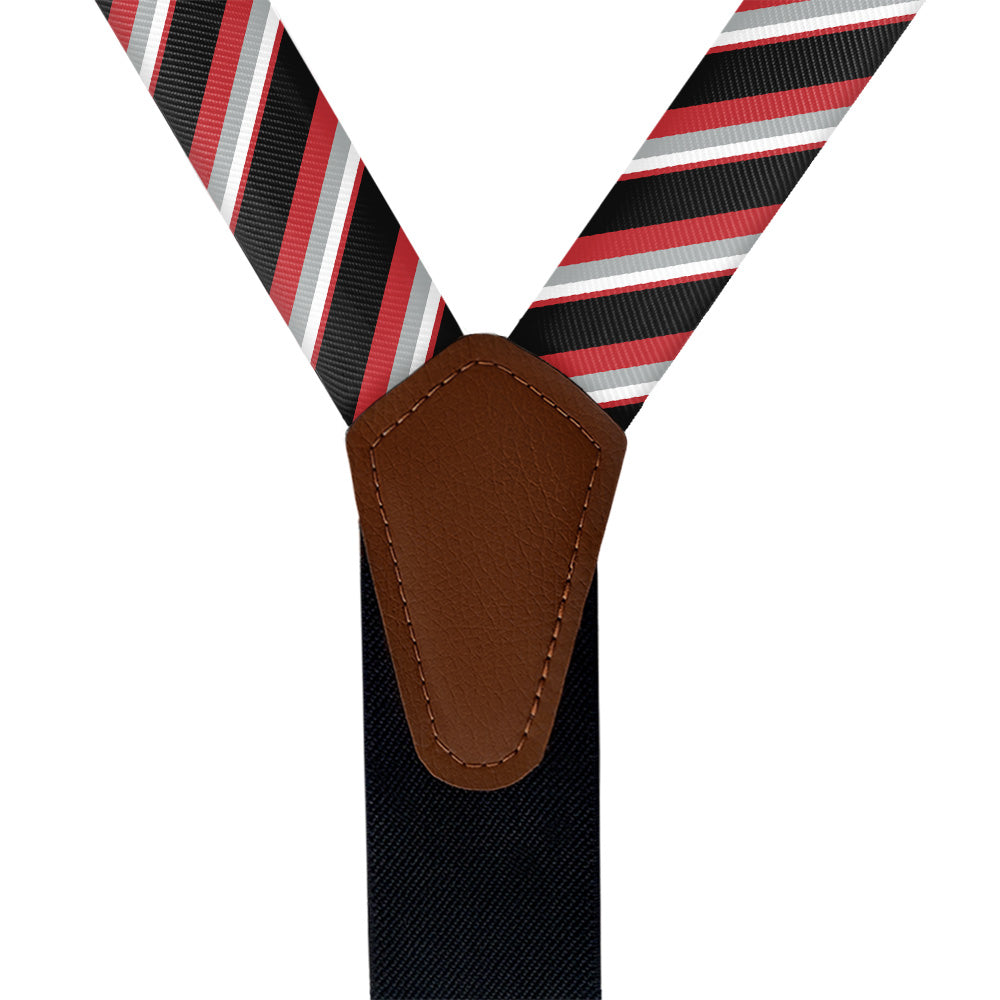 Clarke Stripe Suspenders - Vegan Leather Y-Back - Knotty Tie Co.