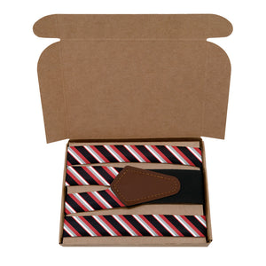 Clarke Stripe Suspenders - Kraft Gift Box Packaging - Knotty Tie Co.