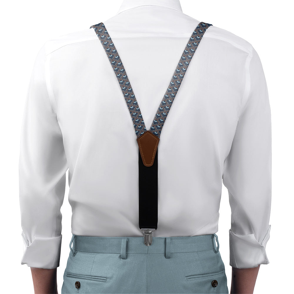 Clouds Geometric Suspenders - On Model Front View - Knotty Tie Co.