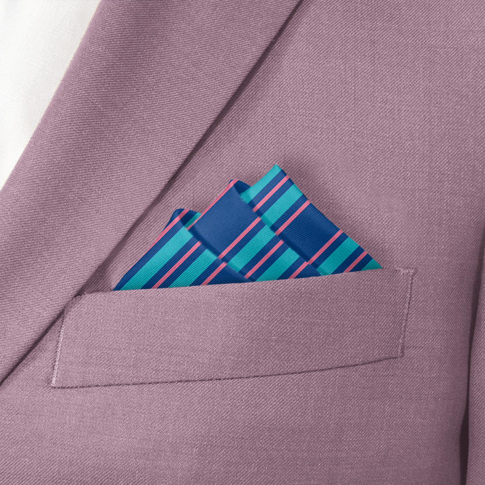 Colfax Stripe Pocket Square - Stairs Fold - Knotty Tie Co.