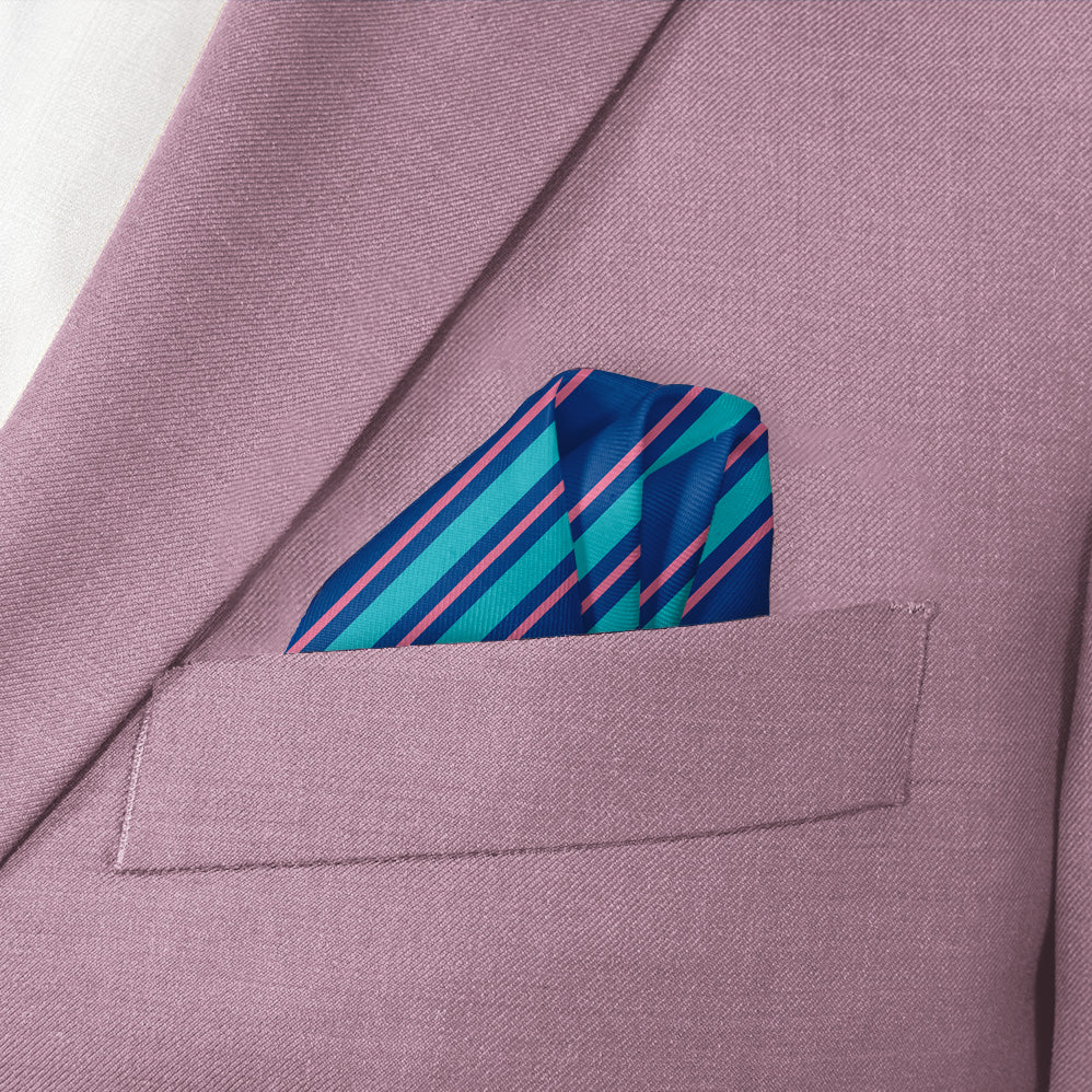 Colfax Stripe Pocket Square - Wave Fold - Knotty Tie Co.