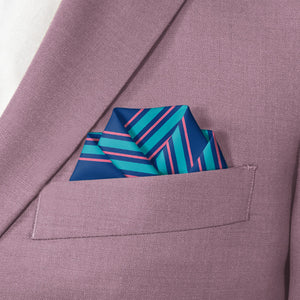 Colfax Stripe Pocket Square - Scalloped Fold - Knotty Tie Co.