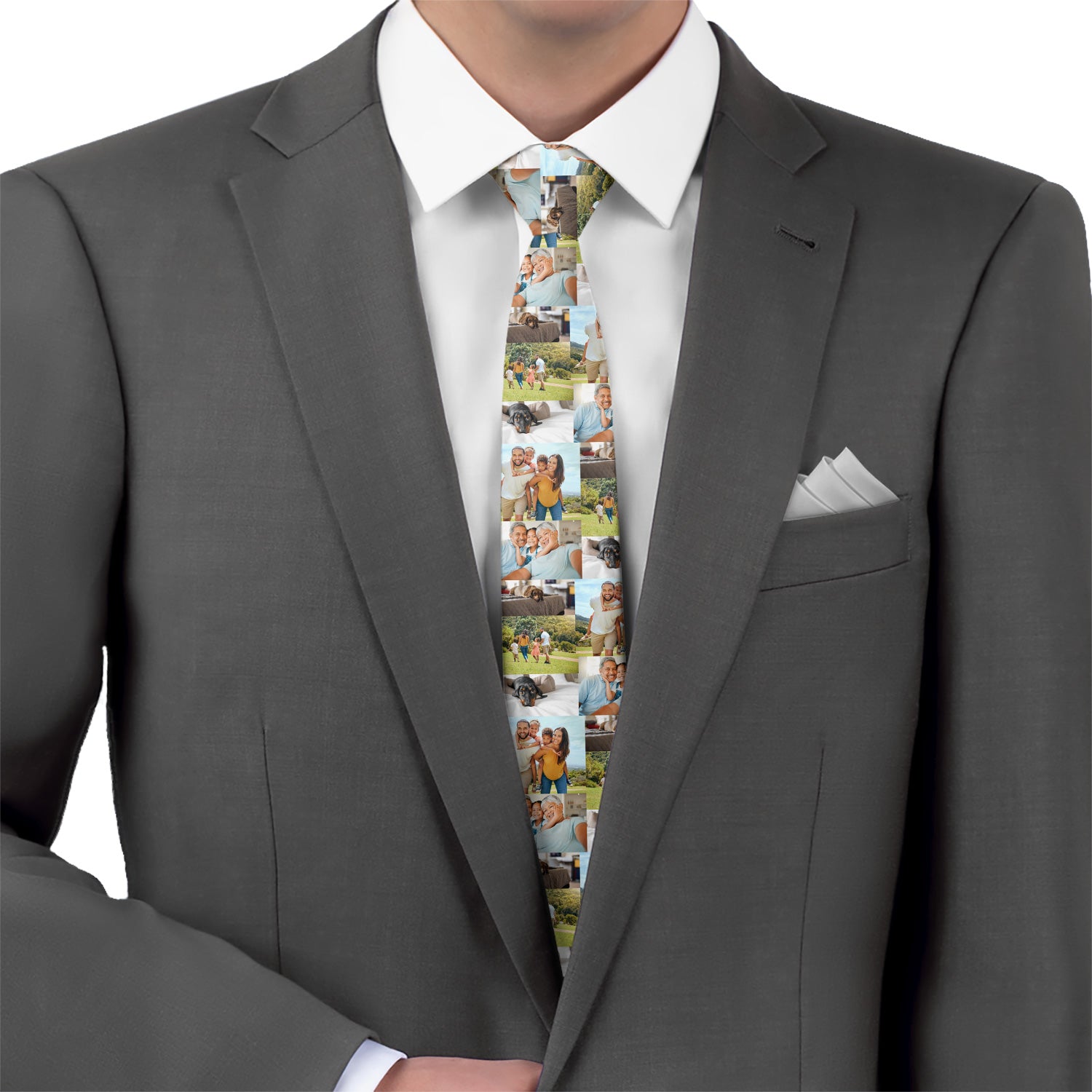 Custom Collage Photo Tie - Matching Pocket Square - Knotty Tie Co.