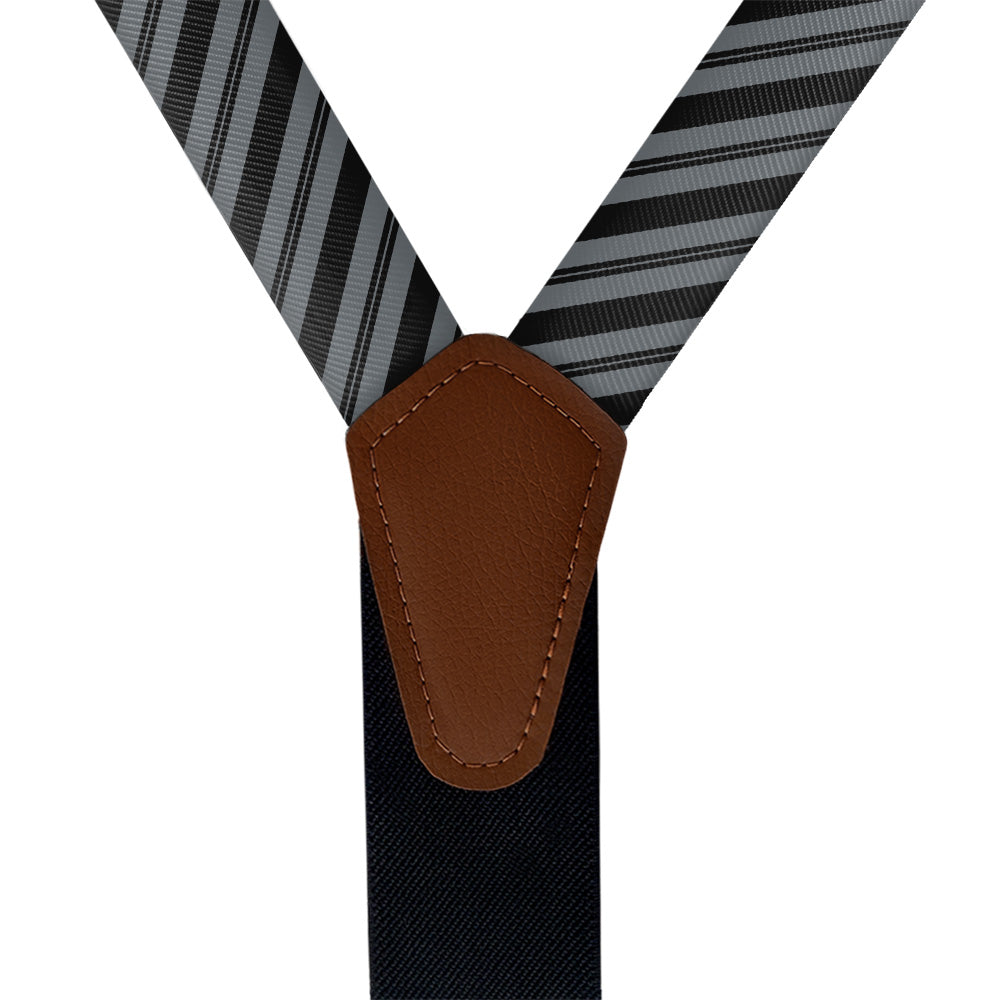 Collegiate Stripe Suspenders - Vegan Leather Y-Back - Knotty Tie Co.