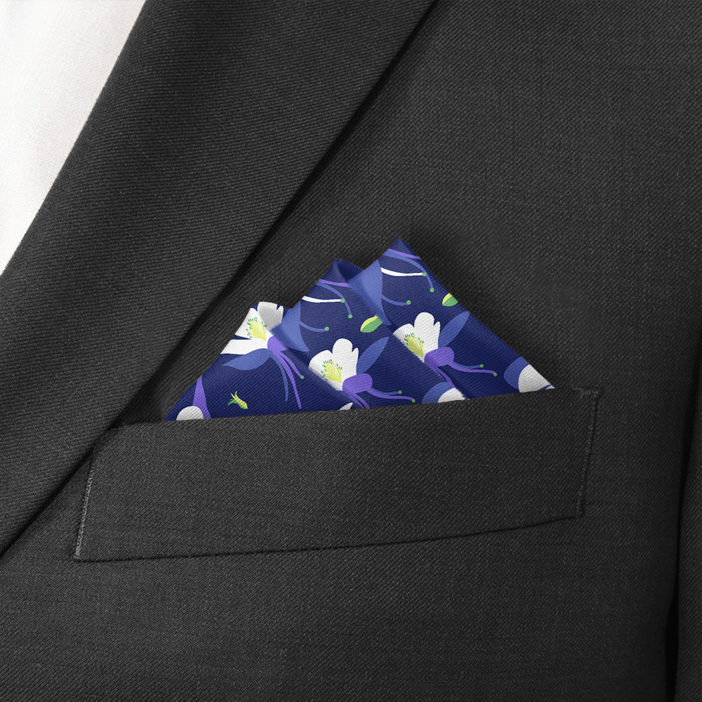 Columbine Floral Pocket Square - Stairs Fold - Knotty Tie Co.