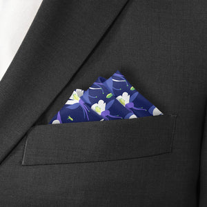 Columbine Floral Pocket Square - Stairs Fold - Knotty Tie Co.