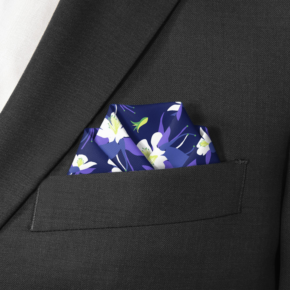 Columbine Floral Pocket Square - Scalloped Fold - Knotty Tie Co.