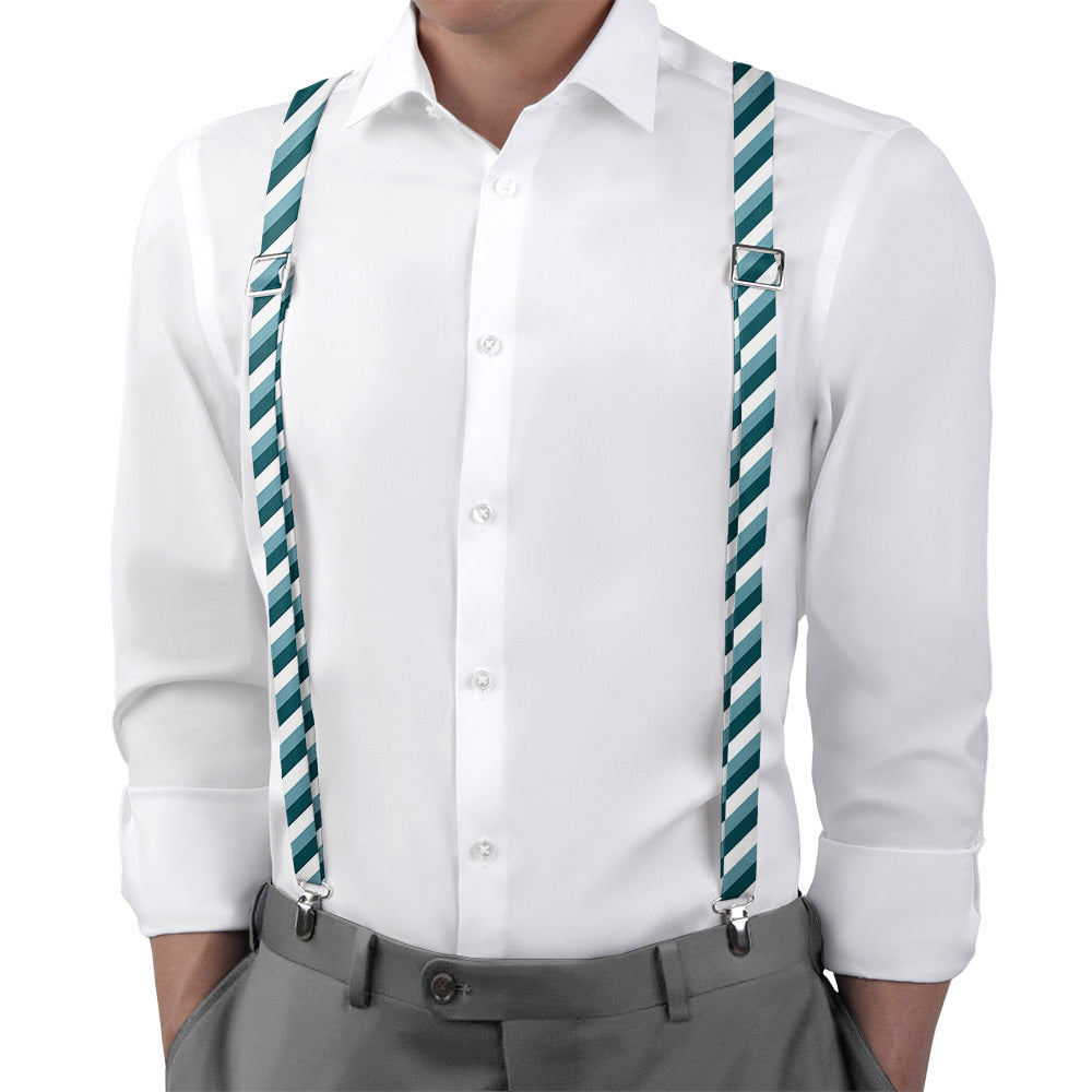 Columbine Stripe Suspenders - On Model Back View - Knotty Tie Co.