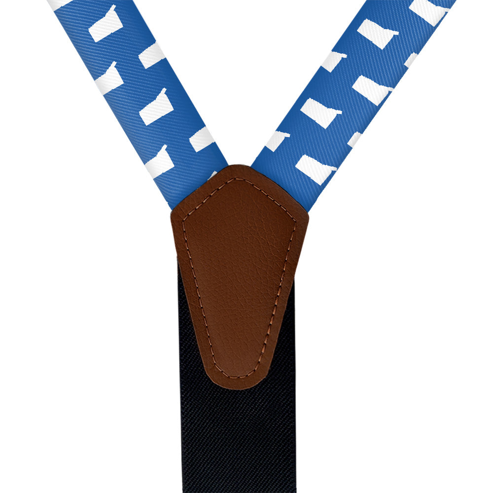 Connecticut State Outline Suspenders - Vegan Leather Y-Back - Knotty Tie Co.