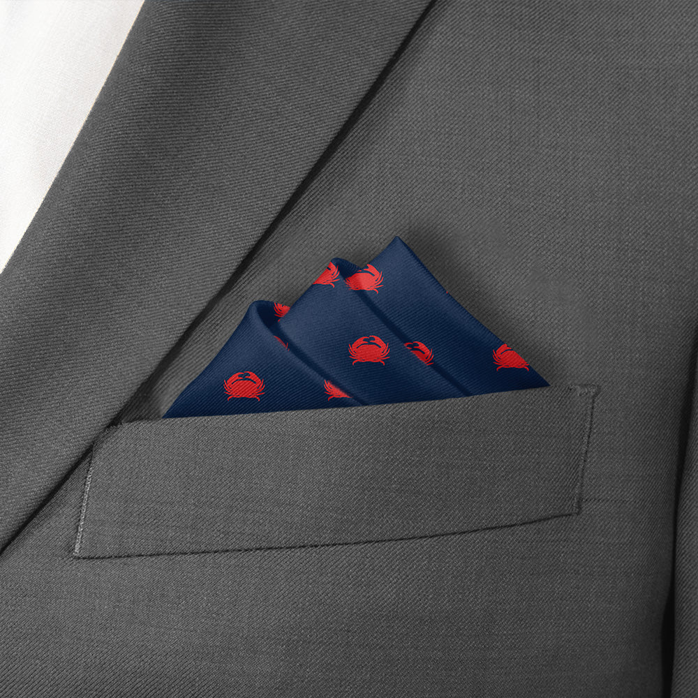 Crabby Pocket Square - Stairs Fold - Knotty Tie Co.