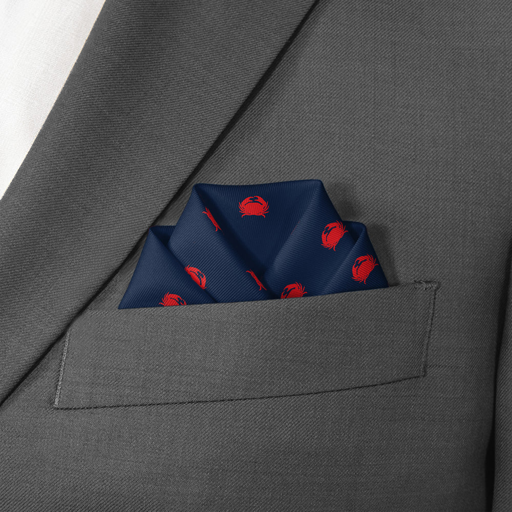 Crabby Pocket Square - Scalloped Fold - Knotty Tie Co.