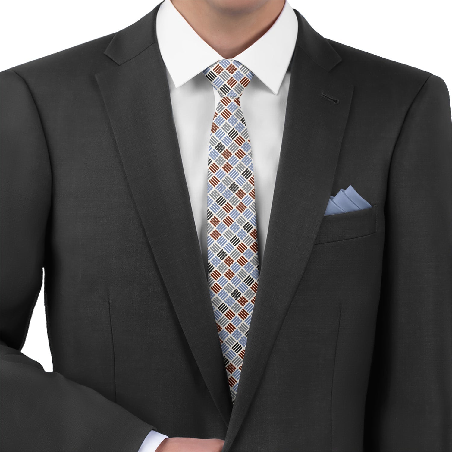 Crosshatch Plaid Necktie - Matching Pocket Square - Knotty Tie Co.