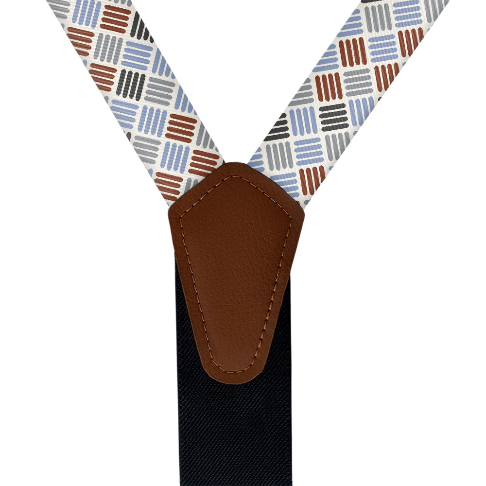 Crosshatch Plaid Suspenders - Vegan Leather Y-Back - Knotty Tie Co.