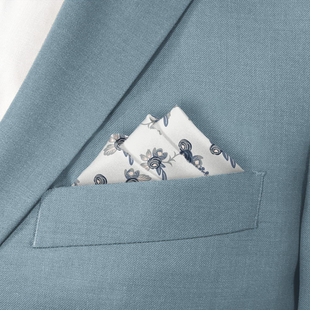 Dayton Floral Pocket Square - Stairs Fold - Knotty Tie Co.