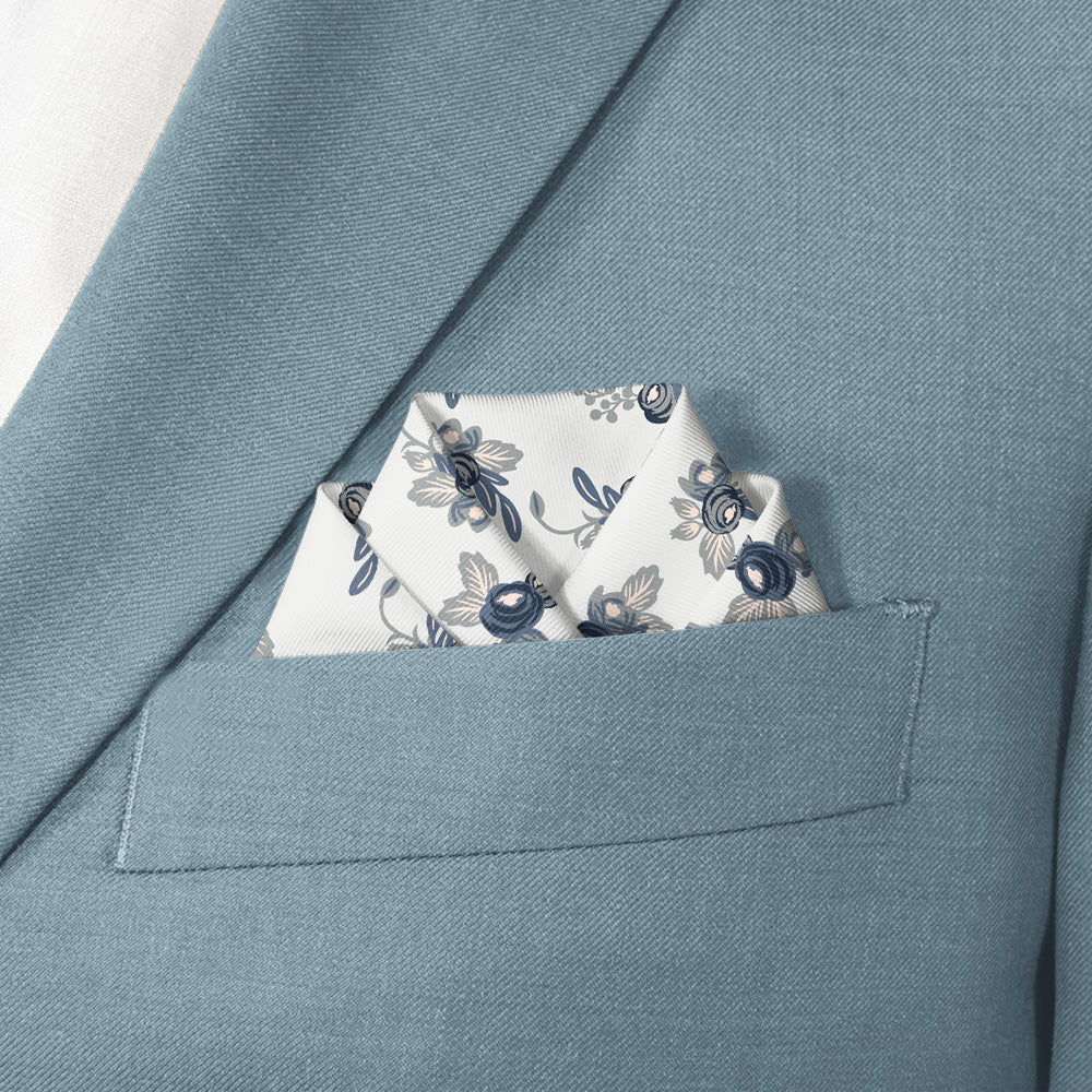 Dayton Floral Pocket Square - Scalloped Fold - Knotty Tie Co.