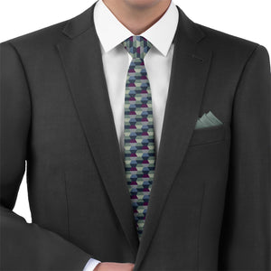 Deco Hex Geometric Necktie - Matching Pocket Square - Knotty Tie Co.