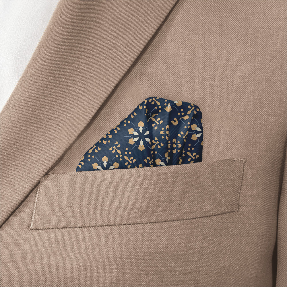 Deco Floral Pocket Square - Wave Fold - Knotty Tie Co.