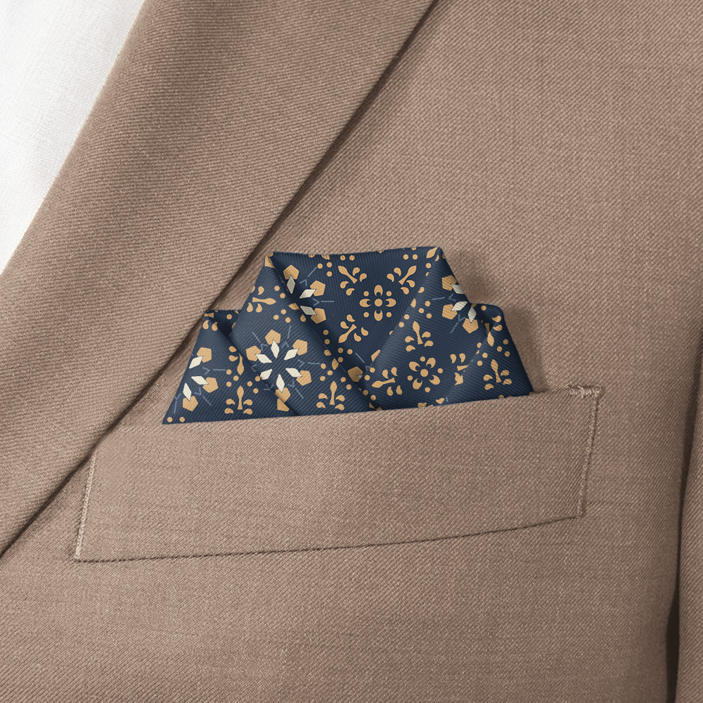 Deco Floral Pocket Square - Scalloped Fold - Knotty Tie Co.