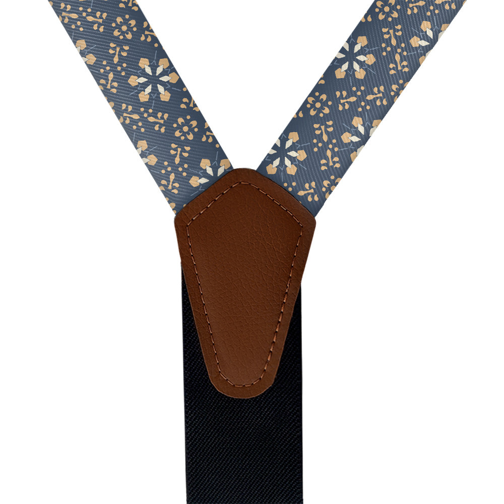 Deco Floral Suspenders - Vegan Leather Y-Back - Knotty Tie Co.