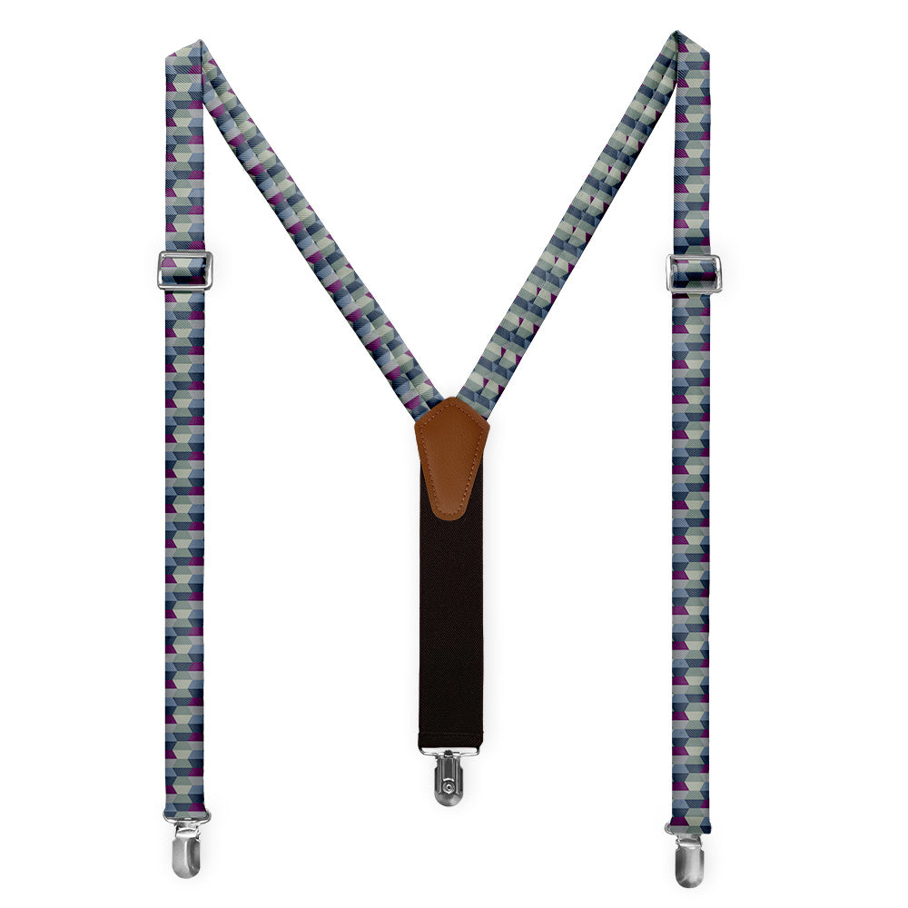 Deco Hex Geometric Suspenders - Full Front View - Knotty Tie Co.