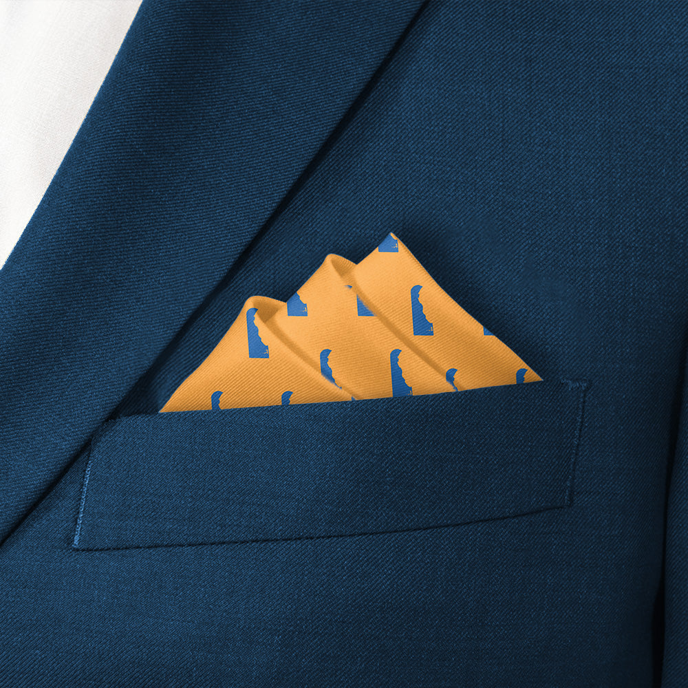 Delaware State Outline Pocket Square - Stairs Fold - Knotty Tie Co.