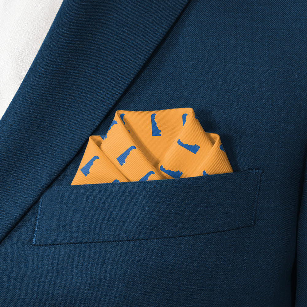 Delaware State Outline Pocket Square - Scalloped Fold - Knotty Tie Co.