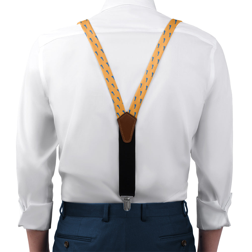 Delaware State Outline Suspenders - On Model Front View - Knotty Tie Co.