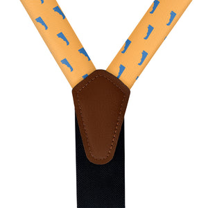 Delaware State Outline Suspenders - Vegan Leather Y-Back - Knotty Tie Co.